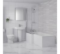 Ailsa Left Hand L Shaped Shower Bath Bathroom Suite | White | Plastic | 1700mm