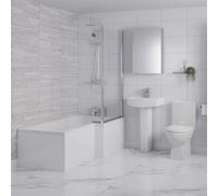 Ailsa Right Hand L Shaped Shower Bath Bathroom Suite | White | Plastic | 1700mm