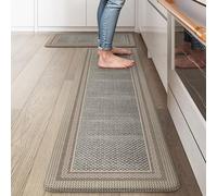 Ailsan Kitchen Mats for Floor 2 Piece,Kitchen Floor Mats Cushioned Anti Fatigue,Farmhouse Kitchen Rugs Non Slip,Memory Foam Kitchen Mat for Kitchen Decor Office Laundry,Brown