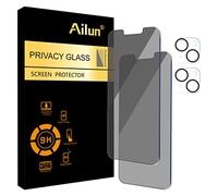 Ailun 2Pack Privacy Screen Protector Compatible for iPhone 14[6.1 inch] + 2 Pack Camera Lens Protector, Anti Spy Private Tempered Glass Film, Case Friendly, [9H Hardness] - HD [Black]