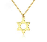 AILUOR 18K Gold Plated Megan Star of David Pendant Necklaces, Six Pointed Megan Star Jewelry for Women/Men Hip Hop Jewelry (Gold)