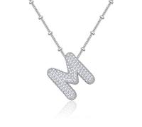 AILUOR Balloon Letter Necklace Gold for Women, Charm A-Z Balloon Initial Letter Pendant Zirconia Inlaid Necklaces Chunky Alphabet Name Pendant Necklace Personalized Gifts Jewelry, Adjustable, Brass