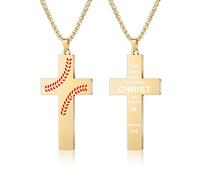 AILUOR Baseball Cross Necklace for Men Bible Verse, First Communion Baseball Pendant Chain Personalized Christian Religious Scriptures Baptism Gifts Father's Day Graduation Jewelry, One Size