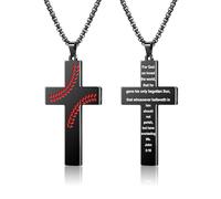 AILUOR Baseball Cross Necklace for Men Bible Verse, First Communion Baseball Pendant Chain Personalized Christian Religious Scriptures Baptism Gifts Father's Day Graduation Jewelry, One Size
