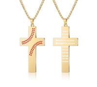 AILUOR Baseball Cross Necklace for Men Bible Verse, First Communion Baseball Pendant Chain Personalized Christian Religious Scriptures Baptism Gifts Father's Day Graduation Jewelry, One Size