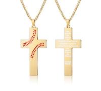 AILUOR Baseball Cross Necklace for Men Bible Verse, First Communion Baseball Pendant Chain Personalized Christian Religious Scriptures Baptism Gifts Father's Day Graduation Jewelry, One Size