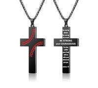 AILUOR Baseball Cross Necklace for Men Bible Verse, First Communion Baseball Pendant Chain Personalized Christian Religious Scriptures Baptism Gifts Father's Day Graduation Jewelry, One Size