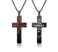 AILUOR Baseball Cross Necklace for Men Bible Verse, First Communion Baseball Pendant Chain Personalized Christian Religious Scriptures Baptism Gifts Father's Day Graduation Jewelry, One Size
