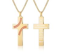 AILUOR Baseball Cross Necklace for Men Bible Verse, First Communion Baseball Pendant Chain Personalized Christian Religious Scriptures Baptism Gifts Father's Day Graduation Jewelry, One Size
