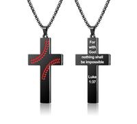 AILUOR Baseball Cross Necklace for Men Bible Verse, First Communion Baseball Pendant Chain Personalized Christian Religious Scriptures Baptism Gifts Father's Day Graduation Jewelry, One Size