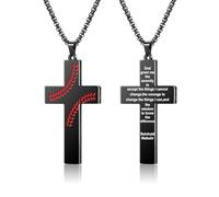 AILUOR Baseball Cross Necklace for Men Bible Verse, First Communion Baseball Pendant Chain Personalized Christian Religious Scriptures Baptism Gifts Father's Day Graduation Jewelry, One Size