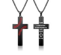 AILUOR Baseball Cross Necklace for Men Bible Verse, First Communion Baseball Pendant Chain Personalized Christian Religious Scriptures Baptism Gifts Father's Day Graduation Jewelry, One Size