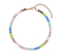 AILUOR Beaded Gemstone Necklace for Women, Boho Rainbow Colorful Beaded Choker Natural Stone Green Beaded Necklace Summer Handmade Beach Jewelry (Rainbow-A)