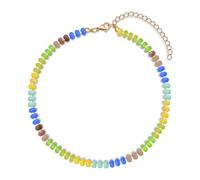 AILUOR Beaded Gemstone Necklace for Women, Boho Rainbow Colorful Beaded Choker Natural Stone Green Beaded Necklace Summer Handmade Beach Jewelry (Rainbow-B)