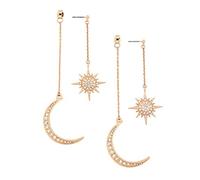 AILUOR Crystal Moon Star Dangle Hoop Earrings, Silver Plated with Rhinestone Moon Star and Sun Drop Stud Earrings Boho Earrings Retro Punk Jewelry for Women (Gold)