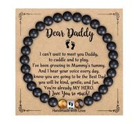 AILUOR First Father's Day Gifts for New Dad, First Time Father's Gifts for Men, Daddy to be Bracelet from Wife Natural Stone Beaded Bracelets for Men (Dad to be-B)