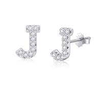 AILUOR Initial Stud Earrings for Women, Sterling Silver CZ Letter Stud Earrings 14K Gold Plated Hypoallergenic Personalized Alphabet Name Earrings Birthday Gifts Initial Jewelry (Silver, Initial A)