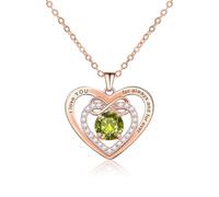 AILUOR Love Heart Necklaces for Women, Infinity Heart Birthstone Pendant Necklace, Anniversary Birthday Gifts for Wife Mom, Rose Gold Plated Necklace for Valentine's Mothers Day (Rose Gold-08-Aug)