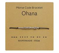 AILUOR Morse Code Bracelet Silver Plated Beads on Silk Cord Friendship Bracelet Gift for Her, Secret Message Gift Morris Jewelry for Women Men, Present for Her Him (Ohana)