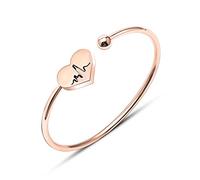AILUOR Stainless Steel Bracelets Bangle for Women, Gold/Silver/Rosegold Heart Bracelet for Nurse Heartbeat Charm EkG Cuff Bracelets for Women