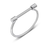 AILUOR Stainless Steel D Shape Bar Screw Shackle Horseshoe Novelty Fashion Bangle Bracelet Jewelry Unisex (Silver)