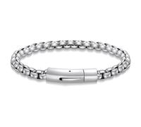 AILUOR Stainless Steel Men's Bracelet, 6mm Stainless Steel Box Chain Bracelet for Men Women Square Box Chain Bracelet Crude Chain Cuban Bracelet Jewelry (Silver)