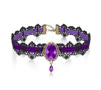 AILUOR Women's Gothic Retro Lolita Beads Chain Vampire Pendant Necklace Purple Adjustable