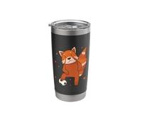 Ailuridae Playing Soccer Bear Cat Bamboo Stainless Steel Insulated Tumbler