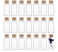 AILUYA 20 Pcs Small Glass Bottles, 10ML Mini Glass Bottles With Cork Stoppers Lids, Message Wishing Bottle, Clear Spell Jars for Wedding Party Favors DIY Arts Crafts Projects Decoration