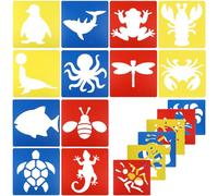 AILUYA Children's Animal Painting Stencils Set, 18 Reusable Plastic Stencils, DIY Crafts, Learning, Scrapbooking, Photo Album