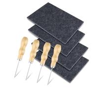 AILUYA Craft Kit, 4 Piece Tingling Set with Wooden Needles, Felt Pads, DIY Gadgets for Children and Adults