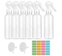 AILUYA Pack of 6 200 ml Spray Bottles, Fine Mist Spray Bottle with 24 Labels and 2 Funnels, PET Atomiser Spray Bottle, Water Spray Bottle for Home Cleaning, Garden, Hairdresser, Plants, Flowers