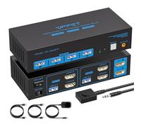 AILVLVNG 4K120Hz HDMI KVM Switch 2 Monitors 2 Computers 8K@60Hz USB 3.0 KVM Switches for 2 Computers Share Dual Monitor and 4 USB Devices with DC 12V/1A Power Adapter and Wired Controller