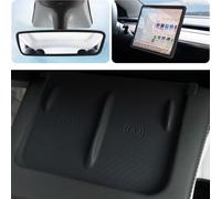 AILYBER 3 PCS for Tesla Model 3|Y 2021 2022 2023 & Model Y 2024 Screen Protector Frame Rear View Mirror Frame Phone Charging Protect Mat Center Console Accessories, Silicone White