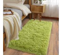 Ailyei Soft Runner Rugs for Bedroom Hallways, 2x4 Grass Green Fluffy Shag Throw Area Rug Non Slip for Bedside Dorm, Long Shaggy Furry Carpet for Nursery Living Room