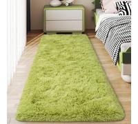 Ailyei Soft Runner Rugs for Bedroom Hallways, 2x6 Grass Green Fluffy Shag Throw Area Rug Non Slip for Bedside Dorm, Long Shaggy Furry Carpet for Nursery Living Room
