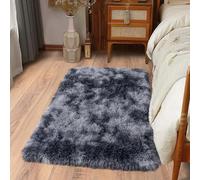 Ailyei Soft Runner Rugs for Bedroom Hallways New Upgraded Non-Slip Bottom, 2x3 Tie-dye Dark Grey Fluffy Shag Throw Area Rug for Bedside Dorm, Long Shaggy Furry Carpet for Nursery Living Room