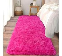 Ailyei Soft Shag Runner Rugs for Girls Bedroom, 2x6 Hot Pink Fluffy Throw Area Rug Non Slip for Hallways Kids Bedside Dorm, Long Shaggy Furry Carpet for Nursery Living Room