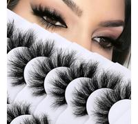Ailynalash Mink Lashes Wispy 8D Fluffy-Look False Eyelashes 18MM Volume Long Cat Eye Lashes Strips Ultra Soft Fake Eyelash 6 Pairs C Curl False Lashes Pack