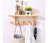 AILZCFX Coat Hooks with Wooden Shelf, Wall Mounted Coat Rack with Metal Hooks Hanger Hat Rack for Entryway Kitchen Bathroom Coat Rack