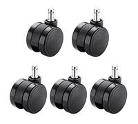 AILZCFX PU Replacement Caster Wheels for Office Chair, Swivel Chair,Floor Protecting, 60mm Office Chair Caster Wheel, Stem Size 11mm*24mm, Threaded Stem 10mm*19mm, Set of 5 (Color : Black, Size : T
