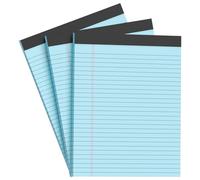 AILZFEI Blue Legal Pad Note Pads 8.5x11 inch, Wide Ruled Clear Print Writing Pads 30 Sheets/Pad, 20lb Colored Paper, Perforated Notepad with Sturdy Back (3 Pads Blue)