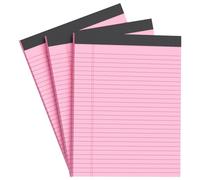AILZFEI Pink Legal Pad Note Pads 8.5 x 11 inch, Wide Ruled Clear Print Writing Pads 30 Sheets/Pad, 20lb Colored Paper, Perforated Notepad with Sturdy Back (3 Pads Pink)