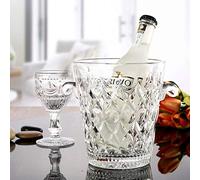 AILZNN Home Glass Ice Bucket, Wine Chiller Cooler Crystal Ice Cube Container Champagne Beverage Bucket Beer Barre, No Leaks Clear Beer Cooler Bottle, 14x15cm(6x6inch)