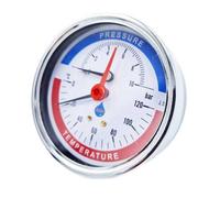 Aim 10 Bar 120C Temperature Pressure Gauge Rear Entry 1/2 Inch 80mm Dial