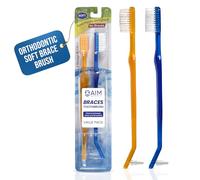 AIM DENTAL SUPPLY Toothbrush for Braces, Soft Head Braces Toothbrush, V Trimmed Design 2-Pack | Quick Orthodontic Cleaning | Deep Clean Braces at Home (Pack of 2)