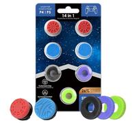Aim Enhancement Kit 14-in-1 for PlayStation 5 (PS5) and PlayStation 4 (PS4) Controller, Performance Thumbsticks, 2 High-Rise and 2 Mid-Rise, 6 Pcs Precision Rings, Black and Purple