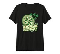 Aim for Good Luck Irish Shamrock Dartboard St Patricks Day Premium T-Shirt