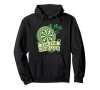 Aim For Good Luck Irish Shamrock Dartboard St Patricks Day Pullover Hoodie