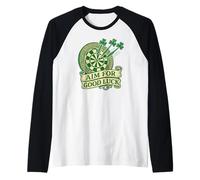 Aim for Good Luck Irish Shamrock Dartboard St Patricks Day Raglan Baseball Tee